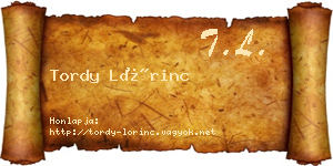 Tordy Lőrinc névjegykártya
